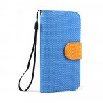 Wholesale Samsung Galaxy S4 Anti-Slip Flip Leather Wallet Case with Stand (Blue-Orange)